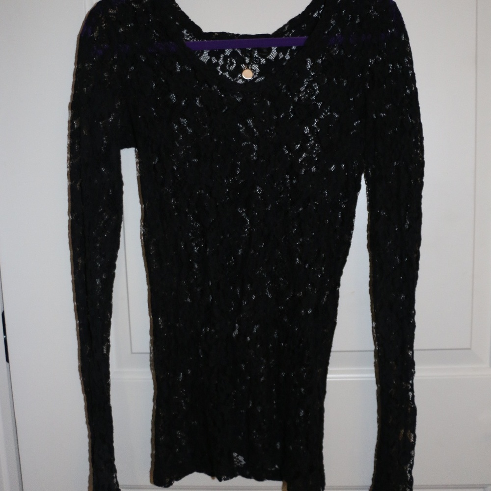 Black Long Sleeve Lace Shirt